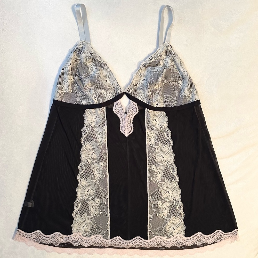 OOAK Unbranded SAMPLE Babydoll Chemise Slip Lingerie Lace XXL black white